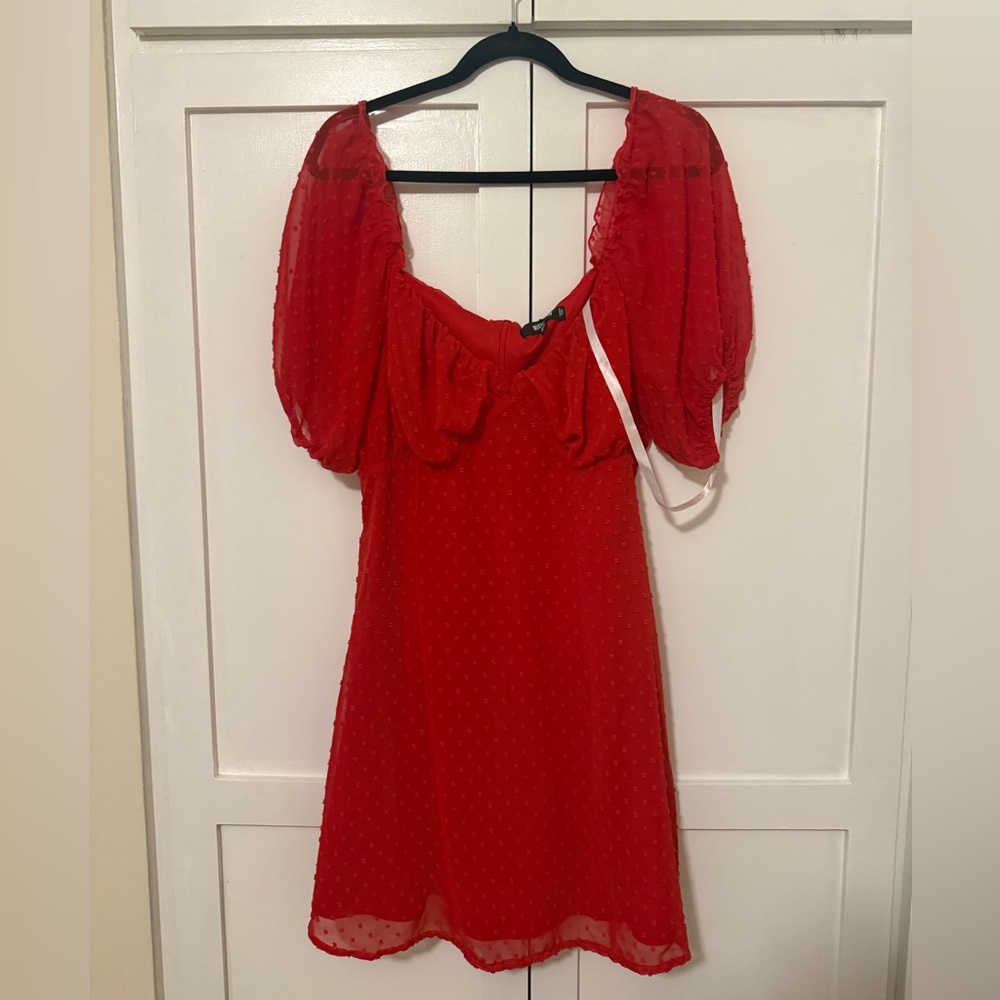 NWT Missguided red puff sleeve dress